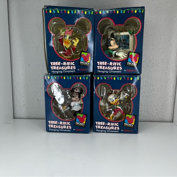 ENESCO DISNEY TREE-RIFIC TREASURES Mickey Mouse Christmas Ornaments Lot Of 4 - Picture 1 of 11